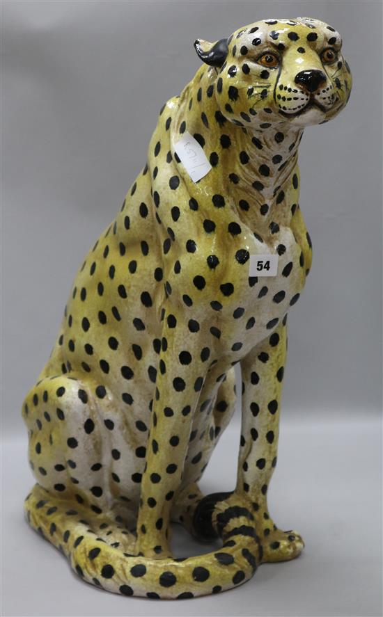 A large terracotta cheetah, made in Italy, height 61cm